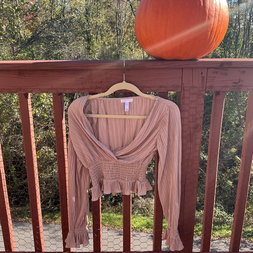Leith Tan Ruched Blouse